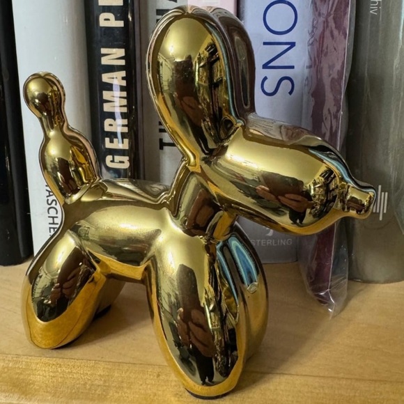 Gold ceramic Balloon Dog Sculpture small 4.5 inches - Picture 3 of 5